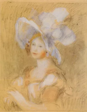 Amelie Dieterie in a White Hat by Pierre-Auguste Renoir - Hand-Painted Oil Painting Reproduction