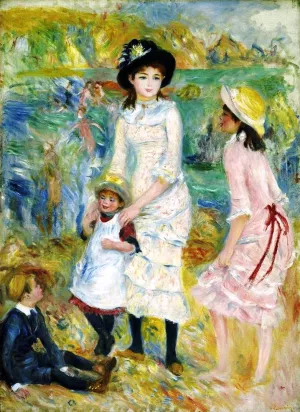 Children on the Seashore, Guernsey by Pierre-Auguste Renoir - Hand-Painted Oil Painting Reproduction