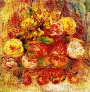 Flowers in a Vase with Blue Decoration by Oil Painting Reproduction