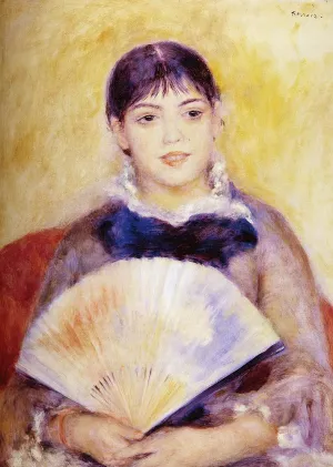 Girl with a Fan by Pierre-Auguste Renoir Oil Painting Reproduction