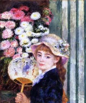 Girl with a Fan by Pierre-Auguste Renoir - Hand-Painted Oil Painting Reproduction