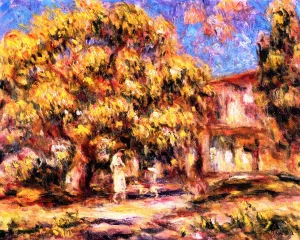 Landscape: Lime Tree and Farm by Pierre-Auguste Renoir Oil Painting Reproduction