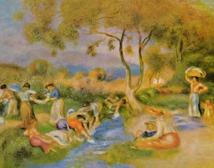 Laundresses at Cagnes by Pierre-Auguste Renoir - Oil Painting Laundresses at Cagnes by Pierre-Auguste Renoir - Hand-Painted Oil Painting Reproduction