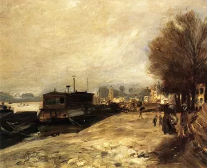 Laundry Boat by the Banks of the Seine, Near Paris by Pierre-Auguste Renoir - Hand-Painted Oil Painting Reproduction