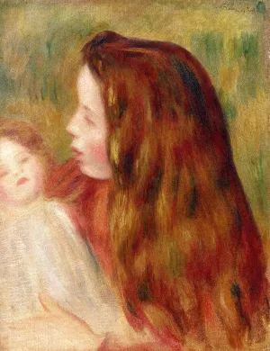 Little Girl with Doll by Pierre-Auguste Renoir - Oil Painting Little Girl with Doll by Pierre-Auguste Renoir - Hand-Painted Oil Painting Reproduction
