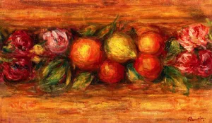 Panel of Fruits and Flowers by Pierre-Auguste Renoir - Hand-Painted Oil Painting Reproduction