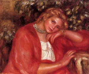 Pensive Young Woman Leaning on Her Elbow by Oil Painting Reproduction