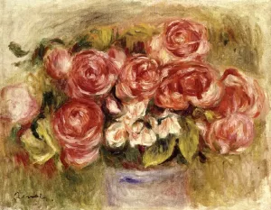 Still Life of Roses in a Vase by Pierre-Auguste Renoir - Oil Painting Still Life of Roses in a Vase by Pierre-Auguste Renoir - Hand-Painted Oil Painting Reproduction