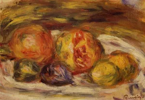 Still Life - Pomegranate, Figs and Apples by Pierre-Auguste Renoir - Oil Painting Still Life - Pomegranate, Figs and Apples by Pierre-Auguste Renoir - Hand-Painted Oil Painting Reproduction