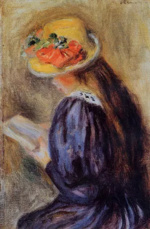 Pierre-Auguste Renoir, The Little Reader also known as Little Girl in Blue Masterpiece The Little Reader also known as Little Girl in Blue by Pierre-Auguste Renoir Oil Painting Reproduction