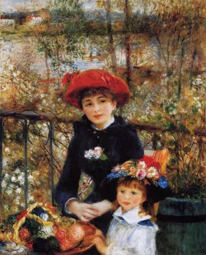 Two Sisters also known as On the Terrace by Pierre-Auguste Renoir - Hand-Painted Oil Painting Reproduction