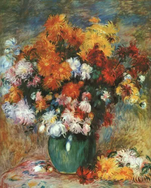 Vase of Chrysanthemums by Pierre-Auguste Renoir Oil Painting Reproduction