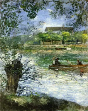 Willows and Figures in a Boat by Pierre-Auguste Renoir - Oil Painting Willows and Figures in a Boat by Pierre-Auguste Renoir - Hand-Painted Oil Painting Reproduction
