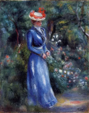 Woman in a Blue Dress by Pierre-Auguste Renoir - Hand-Painted Oil Painting Reproduction