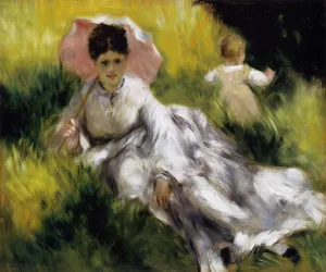 Woman with Parasol by Pierre-Auguste Renoir - Hand-Painted Oil Painting Reproduction