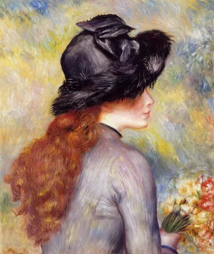 , Young Girl Holding a Bouquet of Tulips Masterpiece Young Girl Holding a Bouquet of Tulips by Oil Painting Reproduction