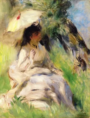 , Young Woman with an Umbrella Masterpiece Young Woman with an Umbrella by Oil Painting Reproduction